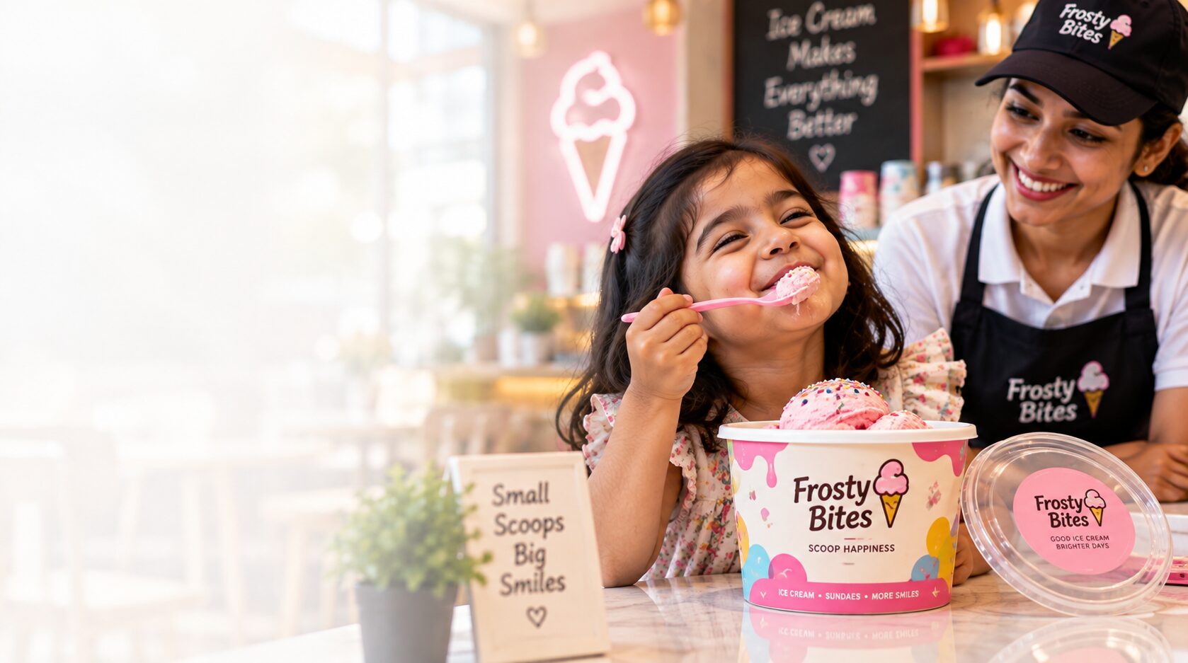 Custom branded ice cream tubs with printed lids