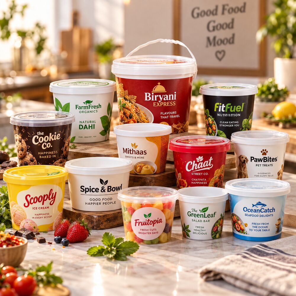 Branded food packaging tub