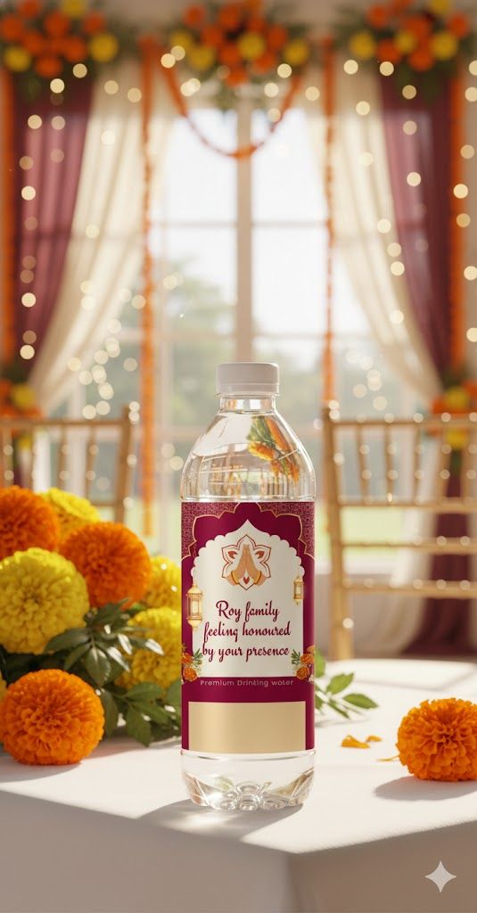 Custom branded water bottle produced for a business