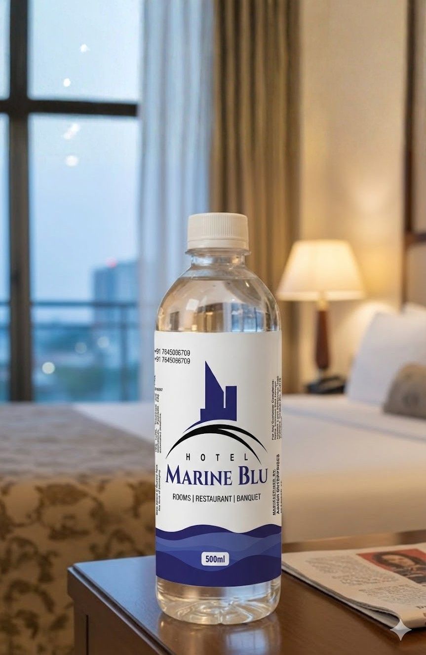 Custom branded water bottle produced for a business