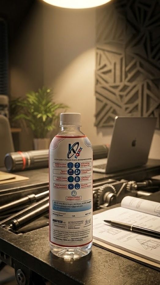 Custom branded water bottle produced for a business