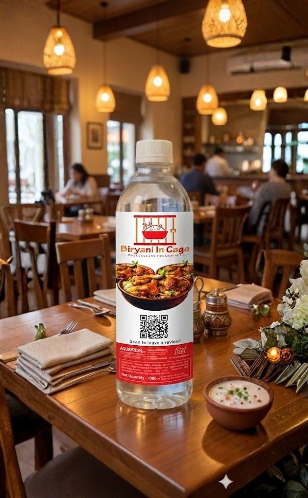 Custom branded water bottle produced for a business